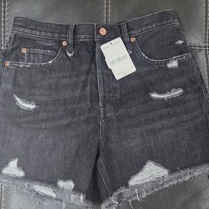 NEW We The Free Black High-Waisted Distressed Jean Shorts